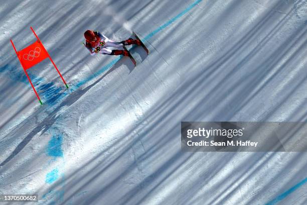 Mikaela Shiffrin of Team United States skis during the Women's Downhill 3rd Training on day 10 of the Beijing 2022 Winter Olympic Games at National...