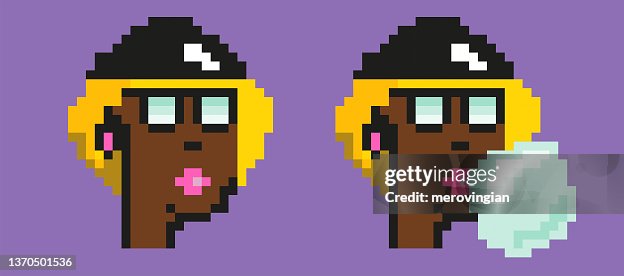 Jeton non fongible. Portrait en pixels Jeton non fongible. Portrait en pixels