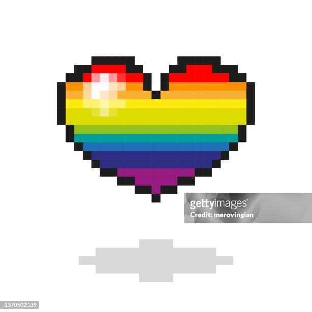 ilustraciones, imágenes clip art, dibujos animados e iconos de stock de corazón de pixel de vector del arco iris - persona gay