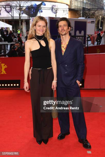 Stella Stangenberg and Director Michael Koch attend the "Drii Winter" premiere during the 72nd Berlinale International Film Festival Berlin at...