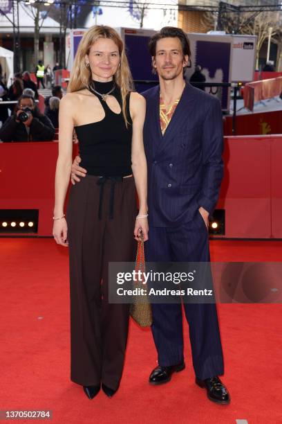 Stella Stangenberg and Director Michael Koch attend the "Drii Winter" premiere during the 72nd Berlinale International Film Festival Berlin at...