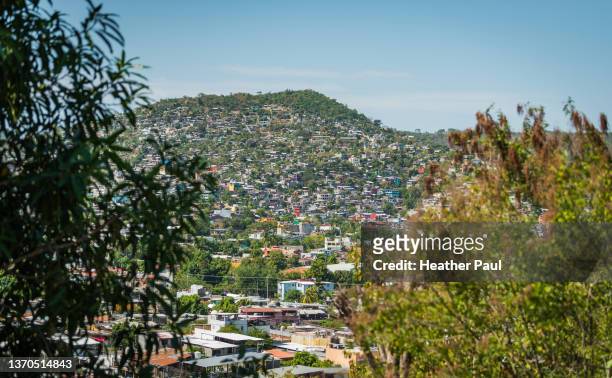 homes and business in the hills and valley of the town of zihuatanejo, mexico - mexico state stock pictures, royalty-free photos & images