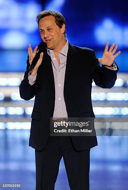 Comedian Frank Nicotero speaks during the 2012 Miss America Pageant at the Planet Hollywood Resort & Casino January 14, 2012 in Las Vegas, Nevada.