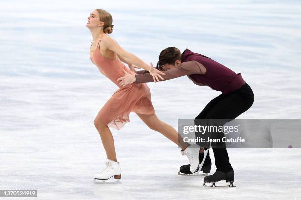 Alexandra Stepanova and Ivan Bukin of Russia skate during the Ice Dance Free Dance on day 10 of the Beijing 2022 Winter Olympic Games at Capital...