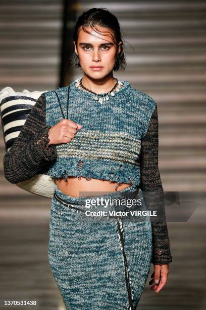 Model walks the runway during the Altuzarra Ready to Wear Fall/Winter 2022-2023 fashion show as part of the New York Fashion Week on February 13,...