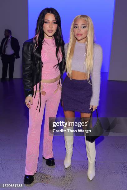 Niki DeMartino and Gabi DeMartino attend the Private Policy fashion show during New York Fashion Week: The Shows at Spring Studios on February 14,...