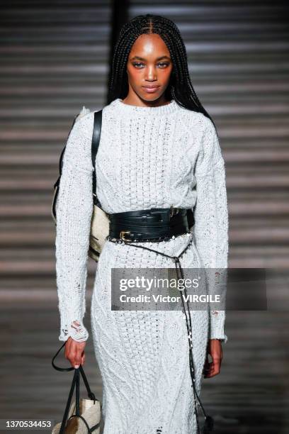 Model walks the runway during the Altuzarra Ready to Wear Fall/Winter 2022-2023 fashion show as part of the New York Fashion Week on February 13,...