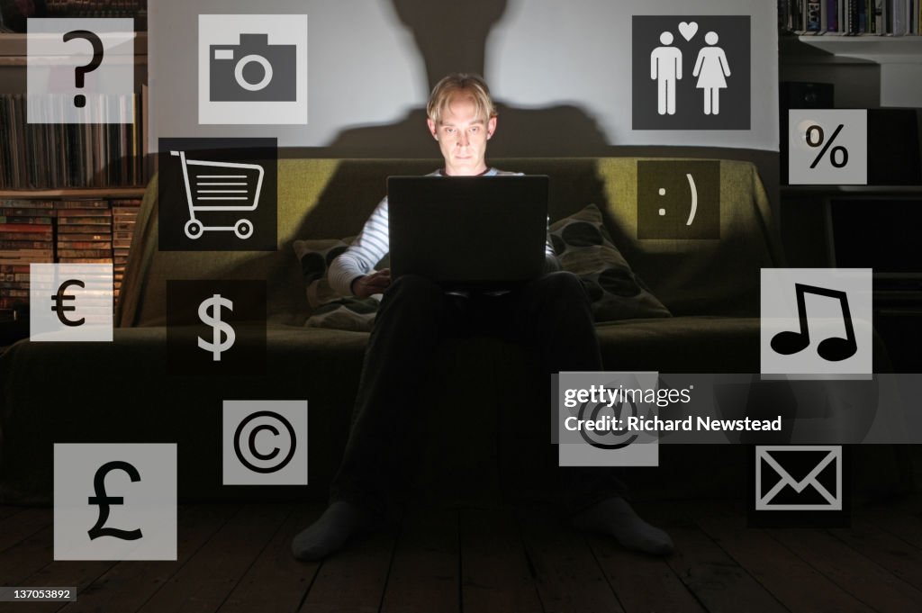 Young man using laptop