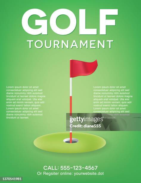 stockillustraties, clipart, cartoons en iconen met golf tournament invitation template - golfvlag