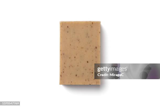 bar of herbal soap isolated on white - soap bar stock pictures, royalty-free photos & images