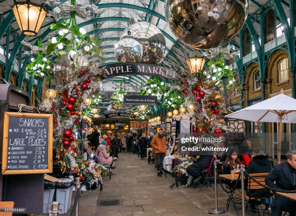 The Apple Market in London's Covent Garden, London, before Christmas