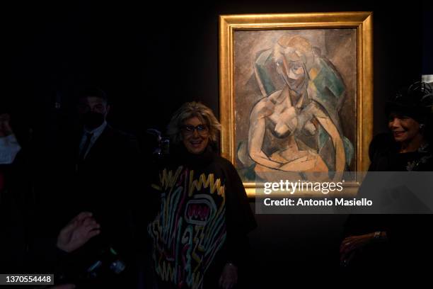 Alda Fendi attends the presentation of the painting "Young Lady" by Spanish painter Pablo Picasso at the Rhinoceros Gallery - Fondazione Alda Fendi,...