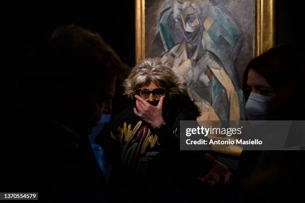 Alda Fendi attends the presentation of the painting "Young Lady" by Spanish painter Pablo Picasso at the Rhinoceros Gallery - Fondazione Alda Fendi,...