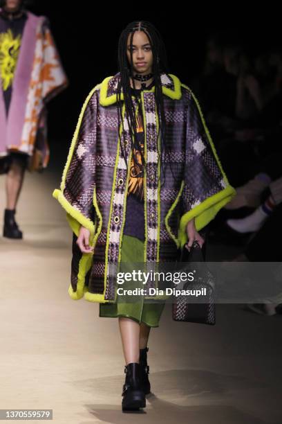 Model walks the runway for Coach during New York Fashion Week on February 14, 2022 in New York City.