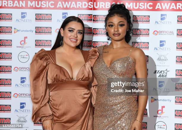 Amy Christophers and Alexis Economou attend the Urban Music Awards 2022 at Porchester Hall on February 14, 2022 in London, England.