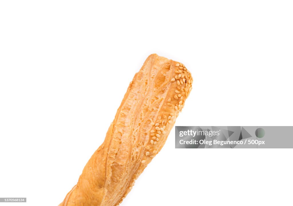 Cheese stick cracker,Close-up of bread against white background,Moldova