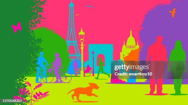 park life - paris - jogging city stock illustrations