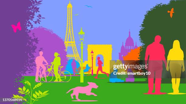 park life - paris - street light banner stock illustrations