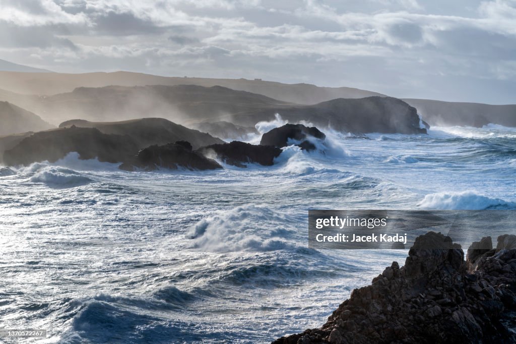 Rocky Scotish coastline near Mangersta, Isle of Lewis, UK