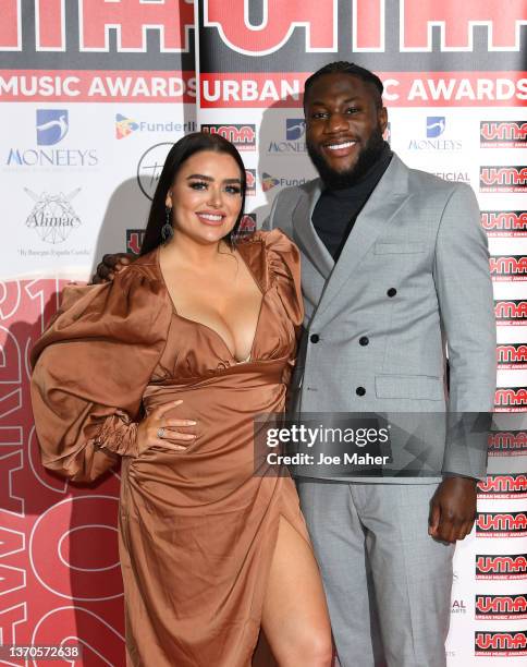 Amy Christophers and Jonathan Kumuteo attend the Urban Music Awards 2022 at Porchester Hall on February 14, 2022 in London, England.