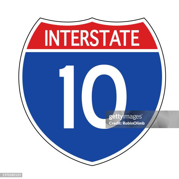 interstate 10 road sign - interstate 10 stock illustrations