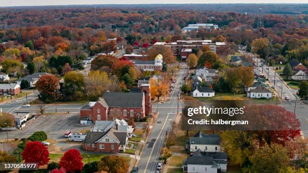 aerial view of residential community in winston-salem, north carolina - north carolina stock pictures, royalty-free photos & images