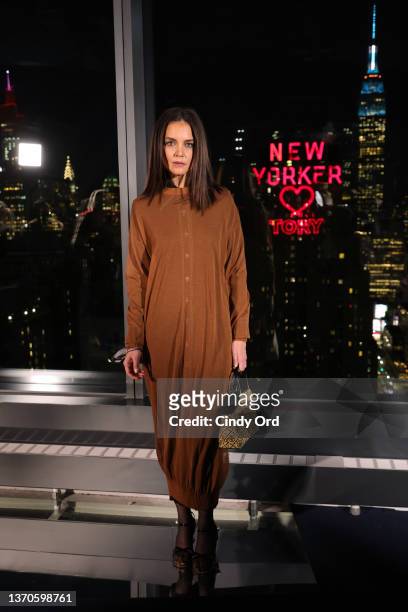 Katie Holmes attends Tory Burch Fall/Winter 2022 New York Fashion Week on February 14, 2022 in New York City.