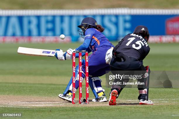 India player Mithali Raj bats during game two of the One Day International Series between the New Zealand White Ferns and India at John Davies Oval...