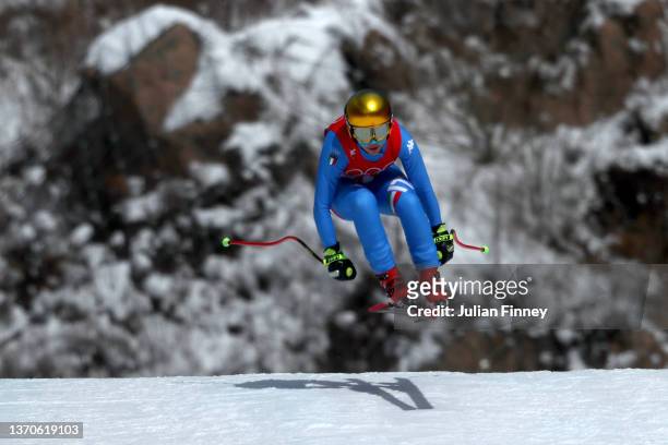 Nadia Delago of Team Italy skis during the Women's Downhill on day 11 of the Beijing 2022 Winter Olympic Games at National Alpine Ski Centre on...