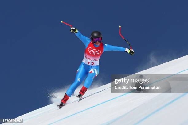 Sofia Goggia of Team Italy skis during the Women's Downhill on day 11 of the Beijing 2022 Winter Olympic Games at National Alpine Ski Centre on...