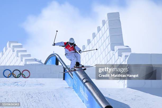 Matej Svancer of Team Austria performs a trick during the Men's Freestyle Skiing Freeski Slopestyle Qualification on Day 11 of the Beijing 2022...