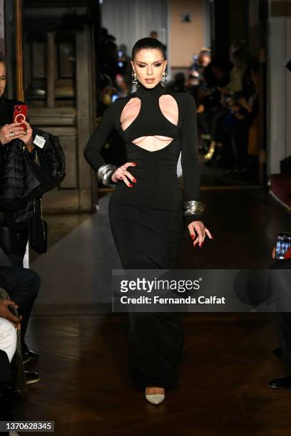Julia Fox walks the runway during LaQuan Smith - February 2022 New York Fashion Week at 60 Pine Street on February 14, 2022 in New York City.
