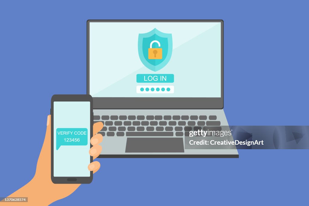 Human Checking Code Two Steps Authentication Hand Holding Smartphone With Verification Code ...