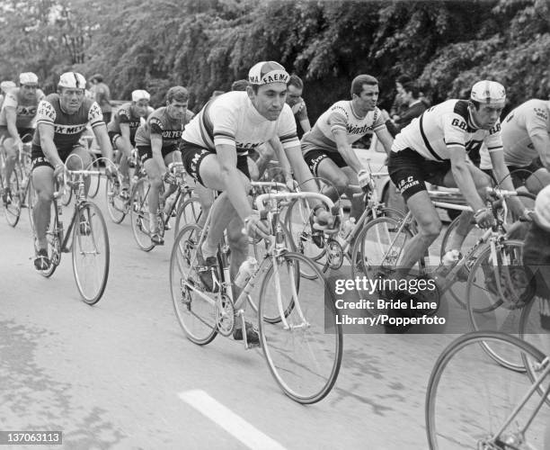 Belgian racing cyclist Eddy Merckx on his way to victory in the Giro d'Italia , 21st May 1968.