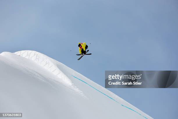 Henrik Harlaut of Team Sweden performs a trick during the Men's Freestyle Skiing Freeski Slopestyle Qualification on Day 11 of the Beijing 2022...