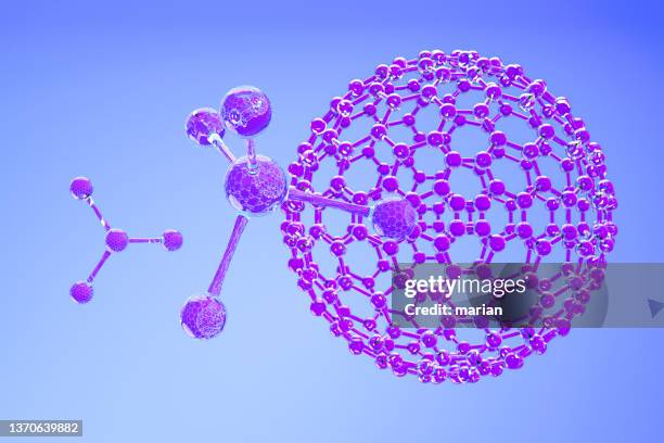 3d rendering， purple molecular structure - atom fusion stock pictures, royalty-free photos & images