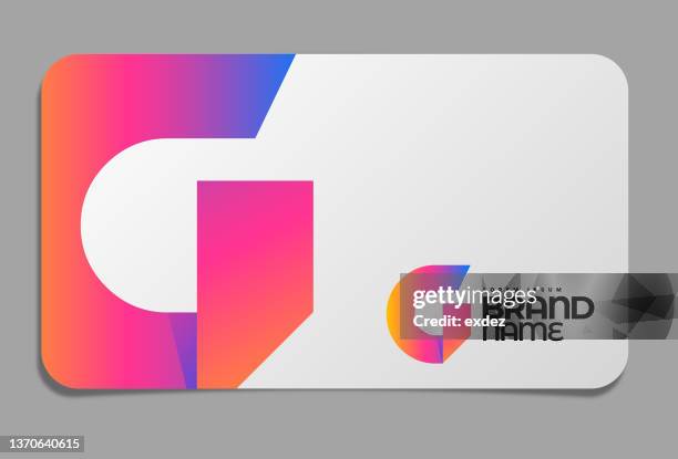 g letter logo branding on business card - business card stock illustrations