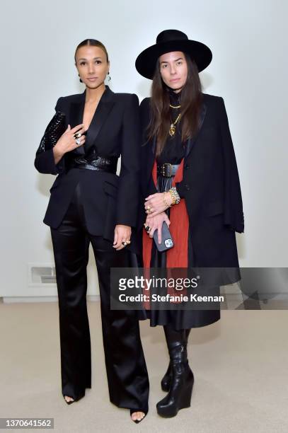 Amie Satchu and Tasya van Ree attend as MATCHESFASHION and Alexander McQueen host cocktail to celebrate Frieze with a performance by Soko at Simon...
