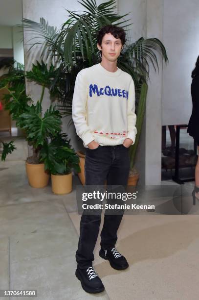Troye Sivan, wearing Alexander McQueen, attends as MATCHESFASHION and Alexander McQueen host cocktail to celebrate Frieze with a performance by Soko...