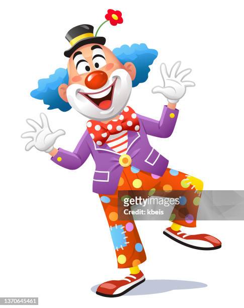 cheerful clown jumping - clown stock illustrations