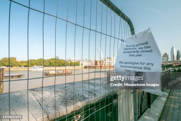 Antisocial Behaviour Sign On South Bank In Borough Of Southwark London High-Res Stock Photo