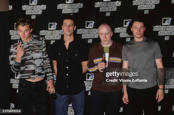 British rock band Bush in the press room of the 1996 MTV Video Music Awards, held at Radio City Music Hall in New York City, New York, 4th September...