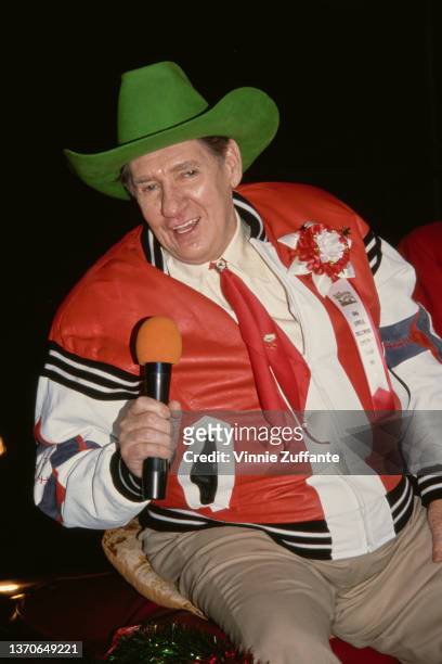 American actor Pat Buttram attends the 60th Annual Hollywood Christmas Parade, at KTLA Studios on Hollywood Boulevard in Los Angeles, California, 1st...