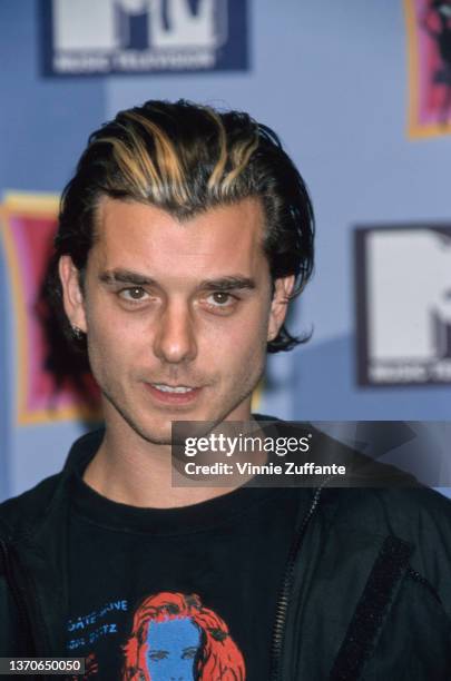 British singer, songwriter and guitarist Gavin Rossdale in the press room of the 1998 MTV Europe Music Awards, held at the FilaForum in Assago, near...