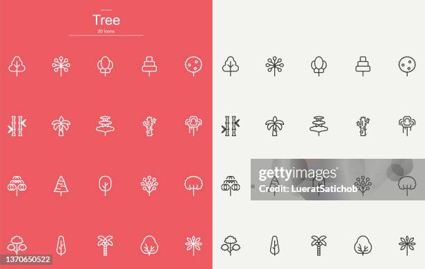 bildbanksillustrationer, clip art samt tecknat material och ikoner med tree line icons design - treelined