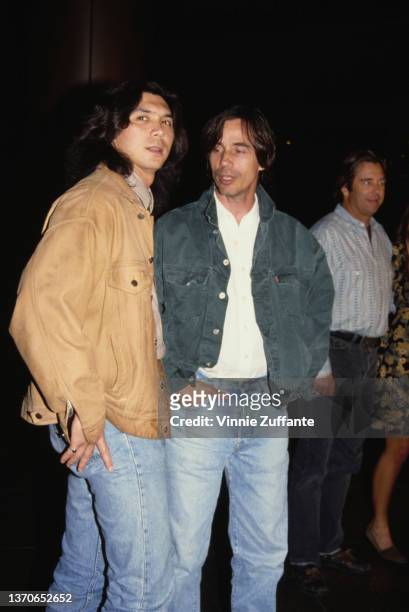 American actor Lou Diamond Phillips and American singer-songwriter and musician Jackson Browne attend the West Hollywood premiere of 'Incident at...