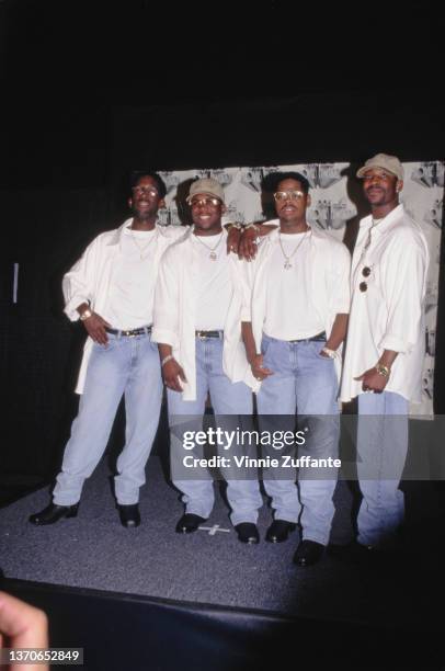 American R&B group Boyz II Men attend the 1995 MTV Movie Awards, held at Warner Bros Studios in Burbank, California, 10th June 1995.