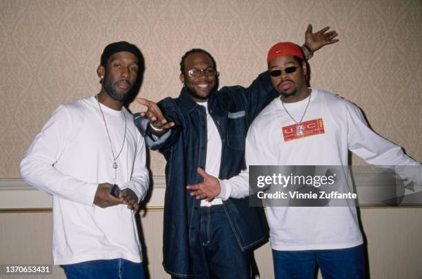 American R&B group Boyz II Men attend the Radio Mega Blast promo event, held in Las Vegas, Nevada, 4th November 1996.