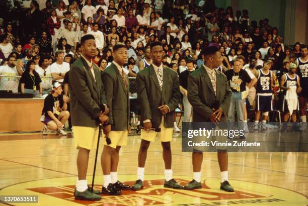 American R&B group Boyz II Men attend the inaugural MTV Rock N' Jock B-Ball Jam, held at the Gersten Pavilion at Loyola Marymount University, in Los...