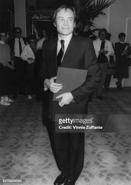 Austrian actor Klaus Maria Brandauer attends the 58th Annual Academy Awards Nominees Luncheon, held at the Beverly Hilton Hotel in Beverly Hills,...